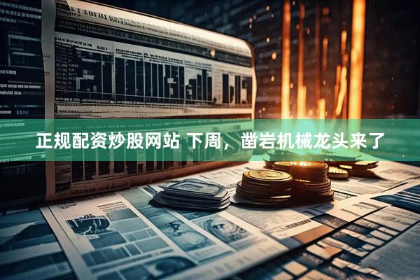 正规配资炒股网站 下周，凿岩机械龙头来了