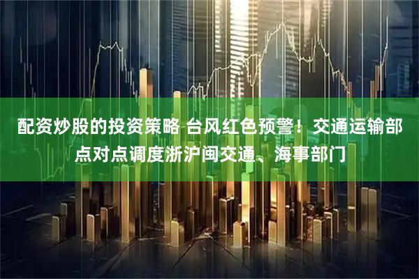 配资炒股的投资策略 台风红色预警！交通运输部点对点调度浙沪闽交通、海事部门